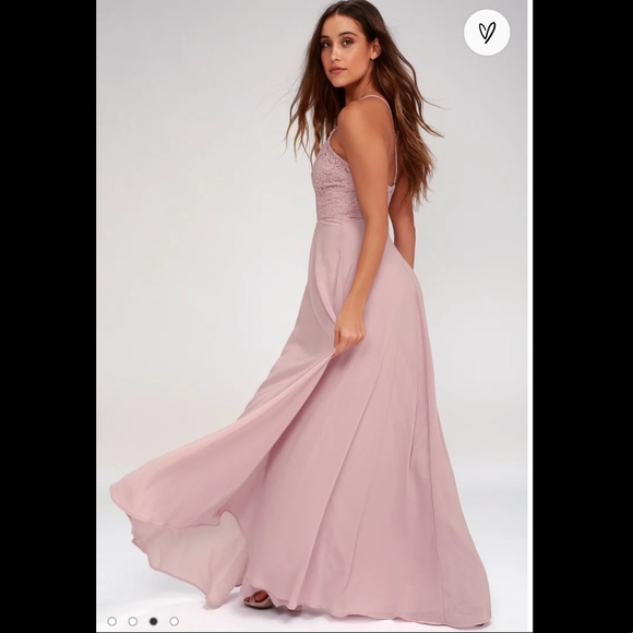 NWT LuLus Madalyn Dusty Lavender Lace Maxi Dress M - Picture 3 of 13